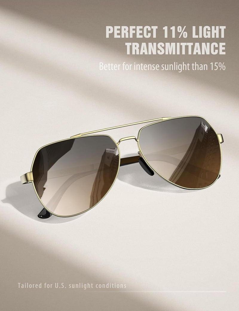 LUENX Aviator Sunglasses for Men Women Polarized New Shades Large Metal Frame - UV 400 Protection - Image 3